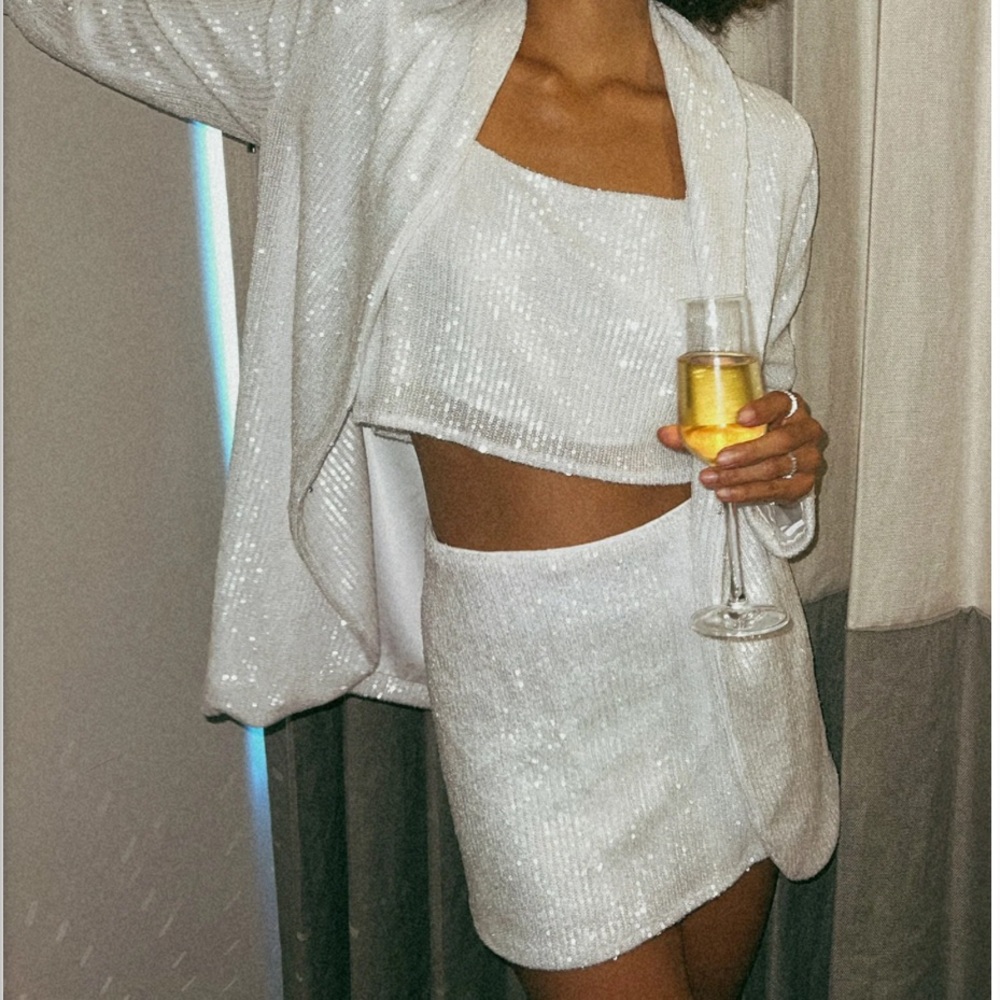 Show Me Your MuMu Sparkling White Mini Skirt